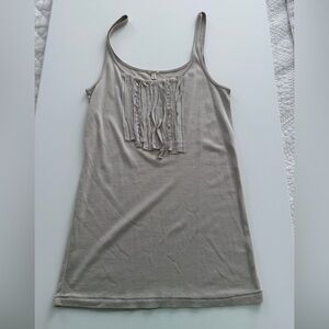 J. Crew Taupe Ruffle-Front Tank